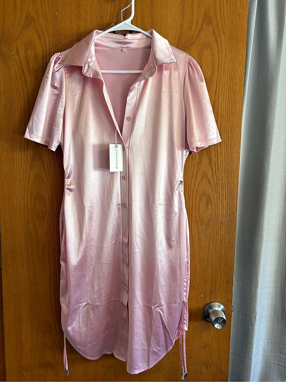 Satin-Effect Mini Dress in Pink Size Medium NWT